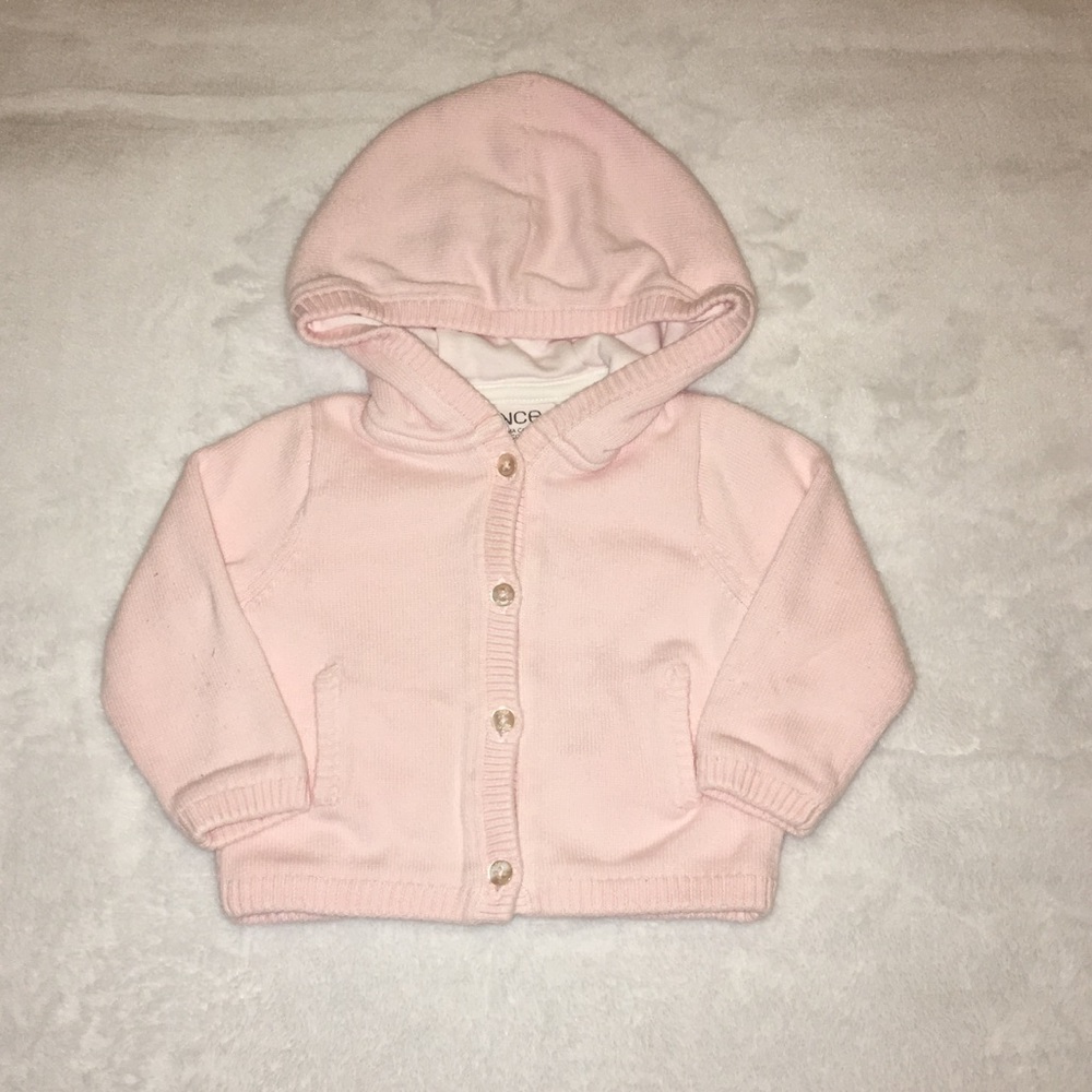 Vince Baby Girl Hooded Pink Warm Sweater Size 0-3m